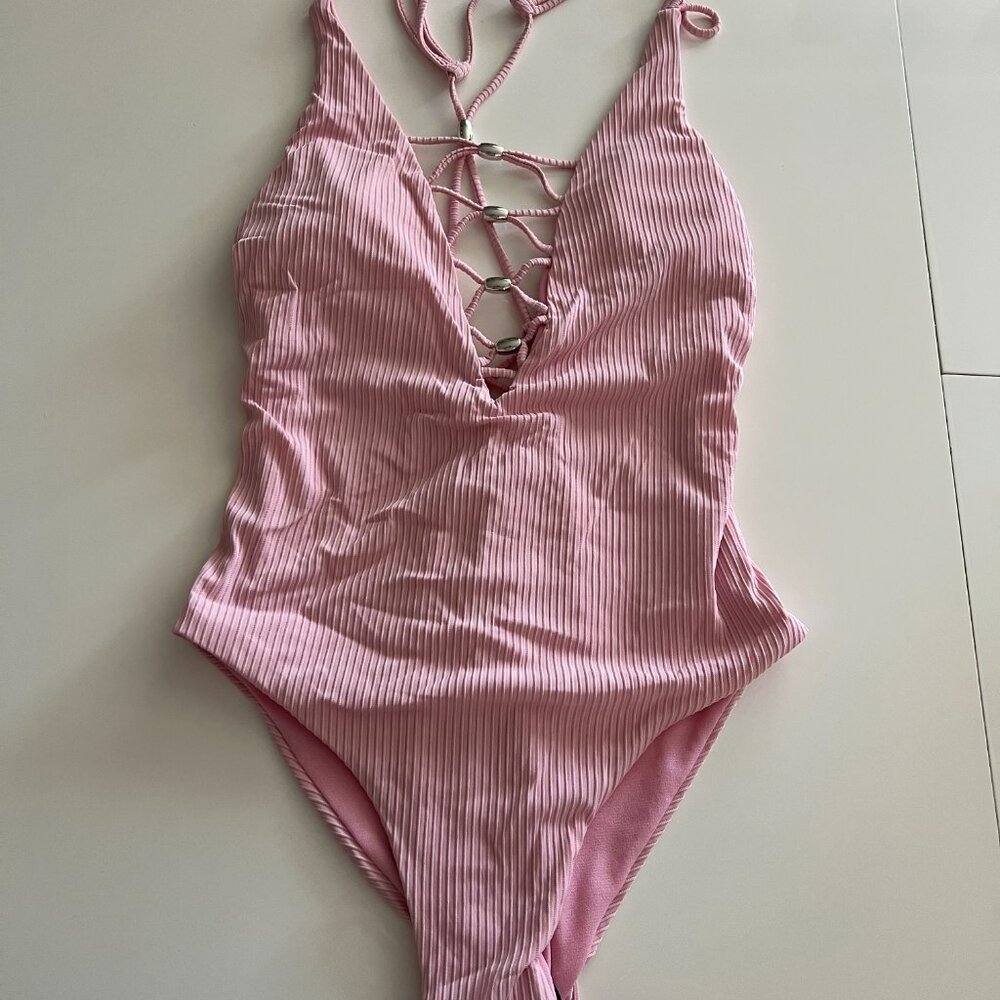 Pink Size Small Lace up swimsuit 1pc
